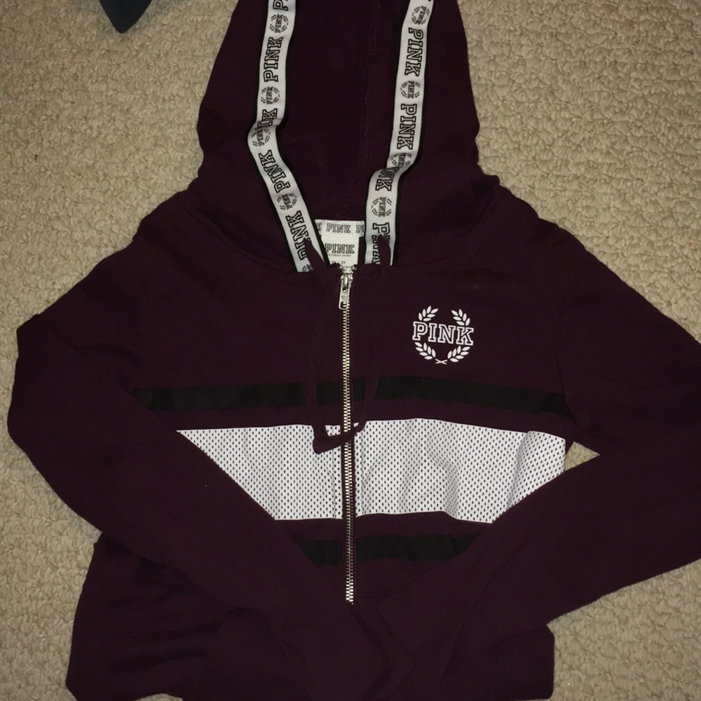Maroon Pink Zip-Up Sweatshirt